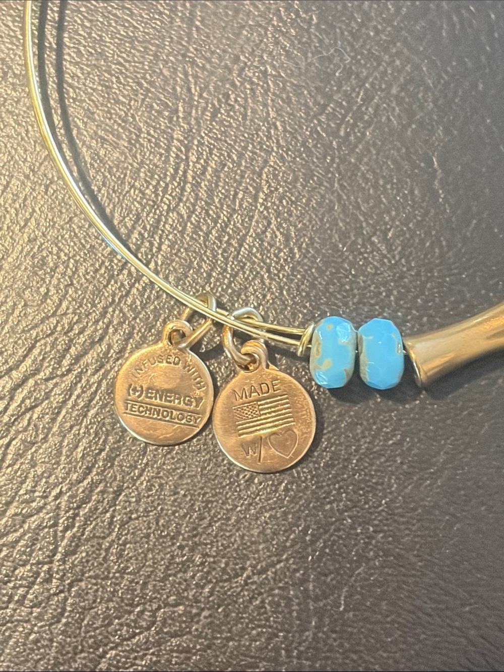 Alex and Ani Turquoise Bead and Gold-Tone Tube Expandable Bracelet - Picture 2 of 4
